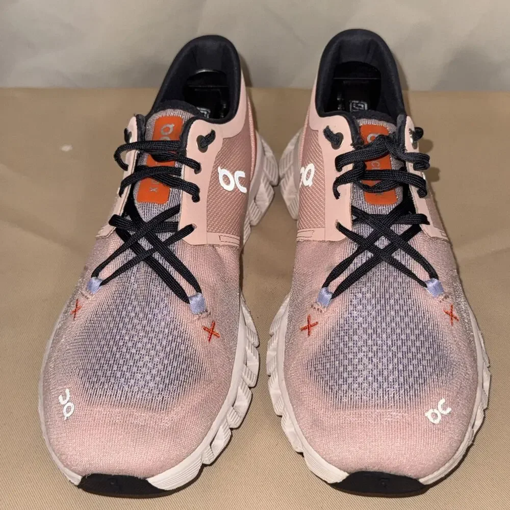 On Running Cloud X 3 Women’s 8.5 Pink Black Orange CloudTec Training Shoes
